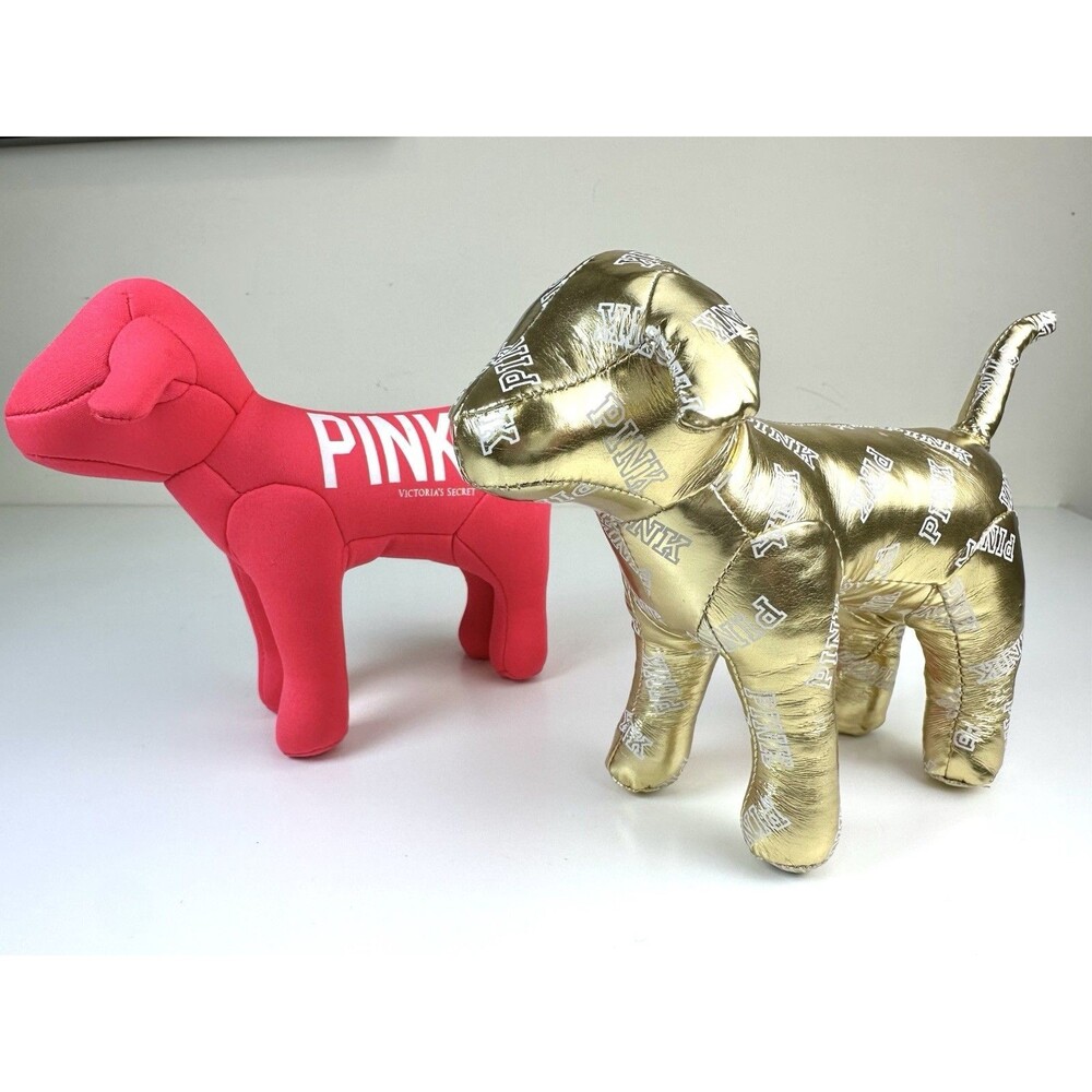 Victoria Secret Dog Lot Of 2 - One Pink One Gold VSPINK Collectible